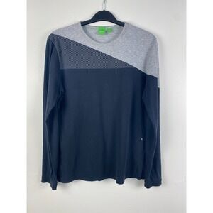 Boss Hugo Boss Regular Fit Size M Long‎ Sleeve T shirt Gray Black Men's Cotton